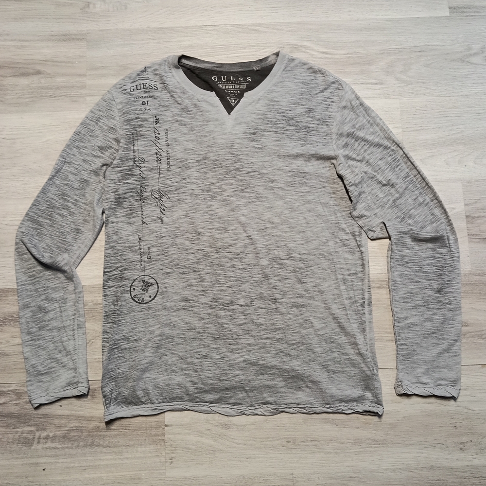 Y2K Guess grey long sleeve shirt sz L